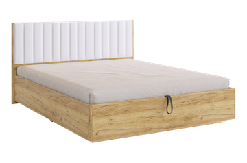 Кровать двуспальная с подъемным механизмом Адам, дуб крафт золотой/белоснежный (экокожа) в Кунгуре