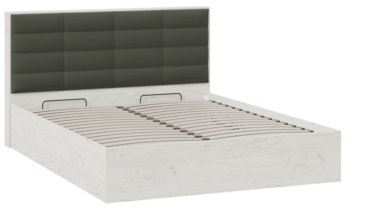 Кровать спальная с подъемным механизмом Агата тип 1 (Дуб крафт белый, Велюр Серый) в Перми - изображение 1