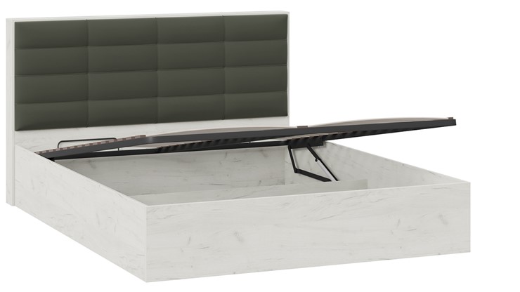 Кровать спальная с подъемным механизмом Агата тип 1 (Дуб крафт белый, Велюр Серый) в Перми - изображение 2
