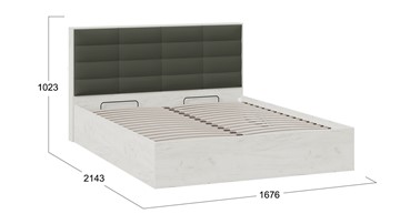 Кровать спальная с подъемным механизмом Агата тип 1 (Дуб крафт белый, Велюр Серый) в Перми - предосмотр 4