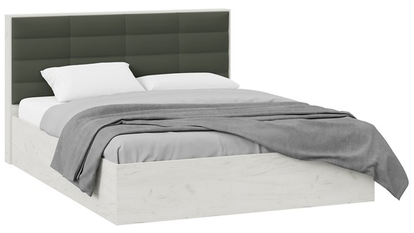 Кровать спальная с подъемным механизмом Агата тип 1 (Дуб крафт белый, Велюр Серый) в Перми - изображение