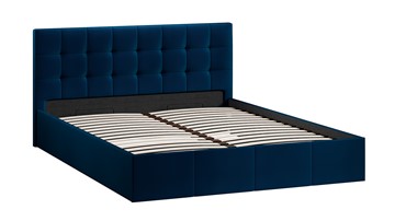 Кровать двуспальная с подъемным механизмом Эмма с заглушиной (Велюр Confetti Blue) в Перми