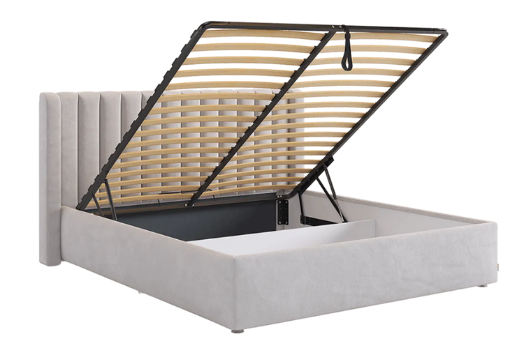 Двуспальная кровать с основанием Ева (галька (велюр)) в Перми - изображение 1