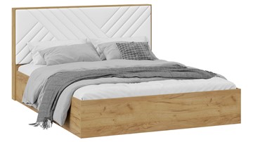 Кровать двуспальная с подъемным механизмом Хилтон Тип 1 без заглушины (Дуб крафт золотой/Белый) в Перми