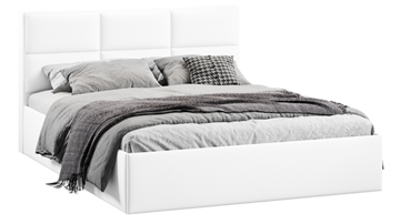 Кровать спальная с подъемным механизмом Стелла тип 1 (Экокожа белая Polo) в Перми