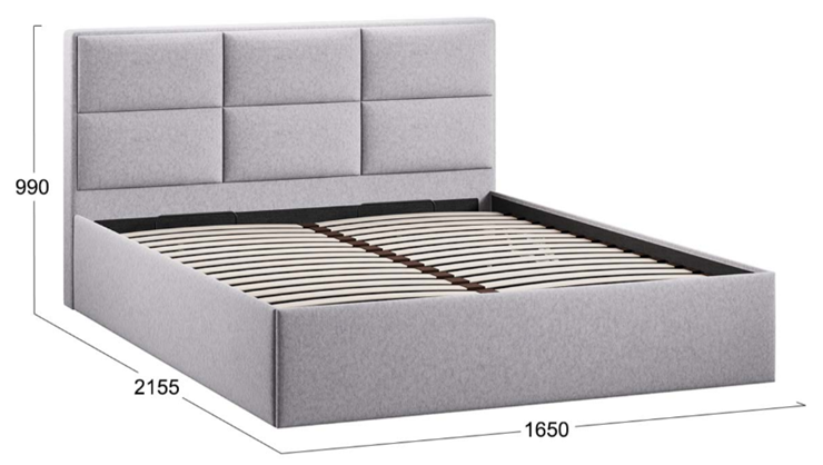 Кровать двуспальная с подъемным механизмом Стелла тип 1 (Микровелюр Jercy Silver) в Перми - изображение 3