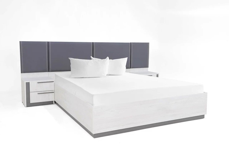 Двуспальная кровать с подъемным механизмом Винтер-16, винтерберг/темно-серый/спейс графит в Перми - изображение 5