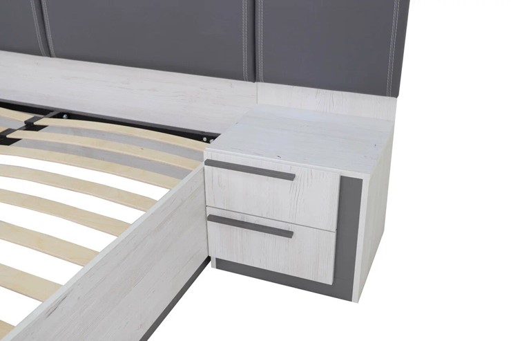 Двуспальная кровать с подъемным механизмом Винтер-16, винтерберг/темно-серый/спейс графит в Перми - изображение 6