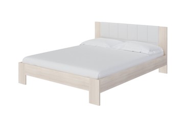 Двуспальная кровать Soft 1, 160х200, ЛДСП Дуб Шамони+экокожа (Дуб Шамони с белым) в Перми