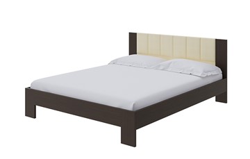 Спальная кровать Soft 1, 160х200, ЛДСП Венге+экокожа (Дуб Венге/Athens Светло-бежевый) в Соликамске