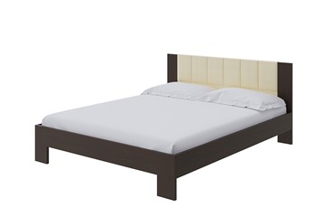 Двуспальная кровать Soft 140x200, ЛДСП Венге+экокожа (Дуб Венге/Athens Светло-бежевый) в Перми