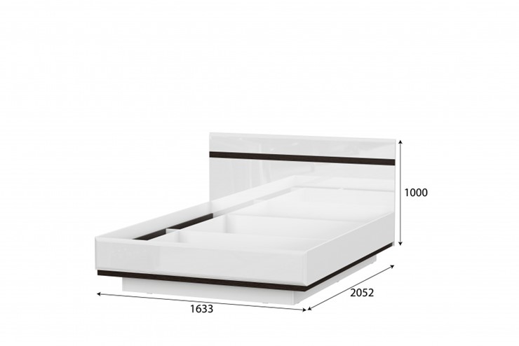 Кровать Соло универсальная 1,6х2,0, белый/белый глянец/венге в Перми - изображение 1