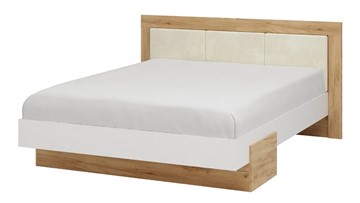 Спальная кровать Тоскана 1600 (Дуб крафт золотой/Белый поры глубокие) с основанием в Березниках