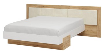 Двуспальная кровать Тоскана 1600 с декором (Дуб крафт золотой/Белый поры глубокие) с основанием в Перми - предосмотр