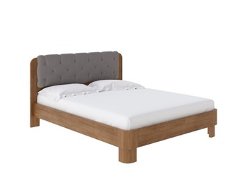 Кровать в спальню Wood Home 1 180х200, Антик сосна/Искусственная шерсть Лама Светло-серый в Перми