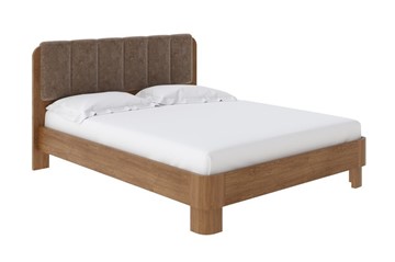 Кровать двуспальная Wood Home 2 200х200, Флок (Антик (сосна) с брашированием/Бентлей Какао) в Перми