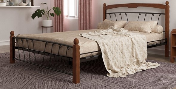 Кровать спальная Муза 1, 1600, черный/махагон в Перми - изображение