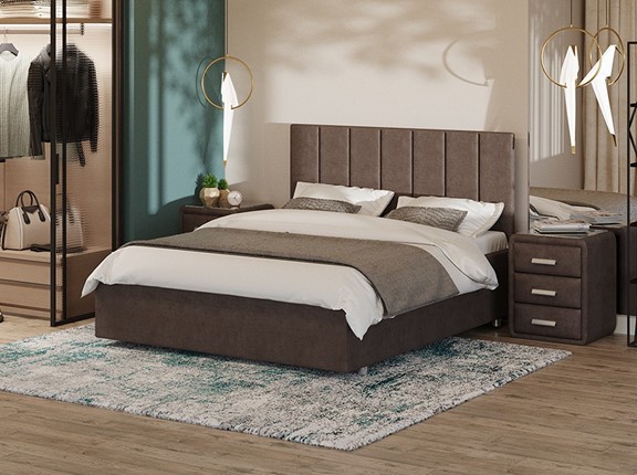 Кровать 2-спальная Modern Large 200х200, Велюр (Лофти Кофейный) в Перми - изображение