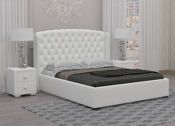 Кровать 2-спальная Dario Classic 140x200, Экокожа (Белый) в Перми - изображение
