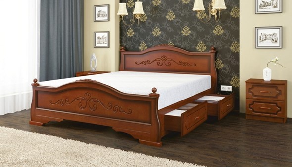 Кровать с выкатными ящиками Карина-1 (Орех) 160х200 в Перми - изображение