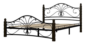 Полутороспальная кровать Фортуна 1, 1400, черный/шоколад в Перми - предосмотр 1