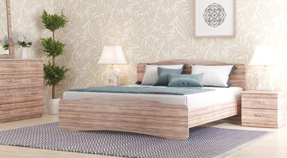 Двуспальная кровать Лира, 160х200 с основанием, сонома в Перми - изображение