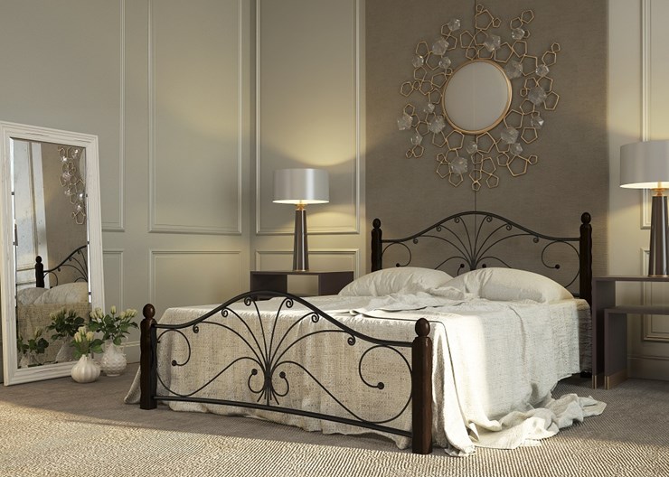 Полутороспальная кровать Фортуна 1, 1400, черный/шоколад в Перми - изображение 2