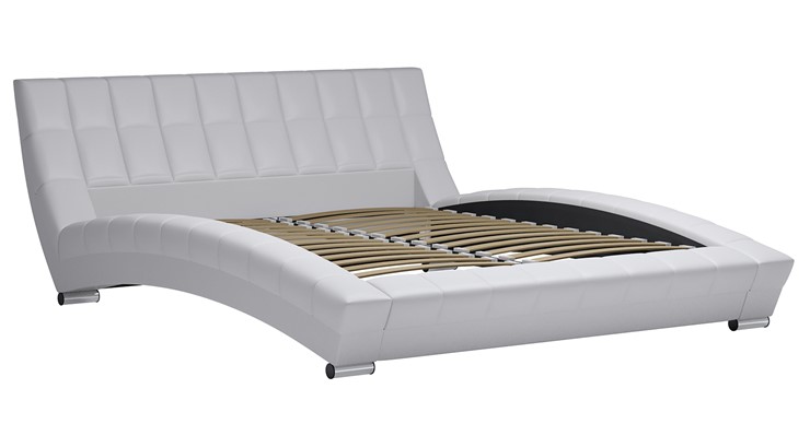 Двуспальная кровать Оливия 160 арт. Марика 483 к/з (белый) с основанием в Перми - изображение 1