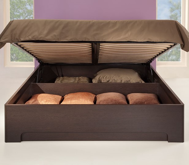 Кровать с подъемным ортопедическим основанием Парма-1 1400,  венге / экокожа caiman темный в Перми - изображение 2