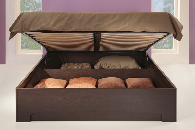 Кровать с подъемным ортопедическим основанием Парма-3 1400,  венге / экокожа caiman темный в Перми - изображение 3