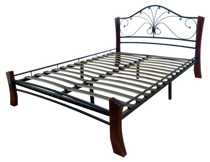 Кровать полуторная Фортуна 4 Лайт, 1400, черный/шоколад в Перми - изображение 1