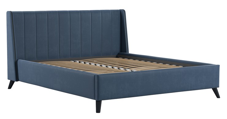 Кровать с механизмом Мелисса 180,арт. Тори 83 велюр (серо-синий) + кроватное дно в Перми - изображение 1