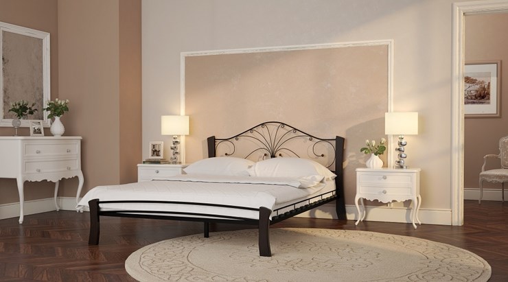 Кровать полуторная Фортуна 4 Лайт, 1400, черный/шоколад в Перми - изображение 2
