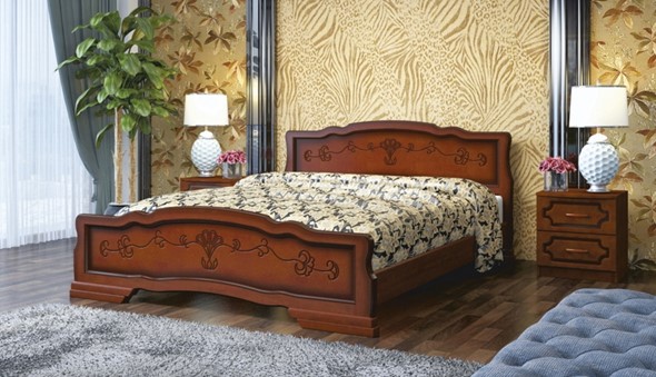 Полутороспальная кровать Карина-6 (Орех) 140х200 в Перми - изображение