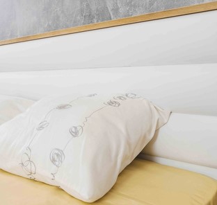 Двуспальная кровать Айрис 306 1800 с гибкими ламелями металл, Белый-Дуб золотистый в Перми - предосмотр 2