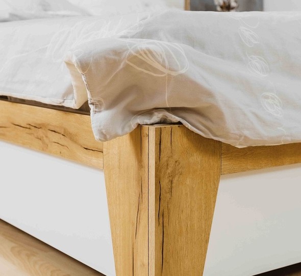 Кровать Айрис 306 1800 с гибкими ламелями дерево, Белый-Дуб золотистый в Перми - изображение 4