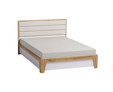 Двуспальная кровать Айрис 306 1800 с гибкими ламелями металл, Белый-Дуб золотистый в Березниках