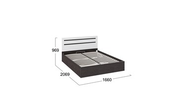 Двуспальная кровать с подъемным механизмом Фьюжн ТД-260.01.04 (Белый глянец, Венге Линум) в Перми - предосмотр 2