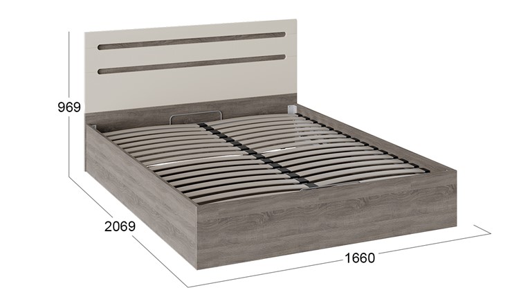 Кровать двуспальная с подъемным механизмом Фьюжн ТД-260.01.04 (Бежевый, Дуб Сонома трюфель) в Перми - изображение 2