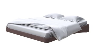 Кровать двуспальная парящая 160х200, Искусственная шерсть (Лама Шоколад) в Перми