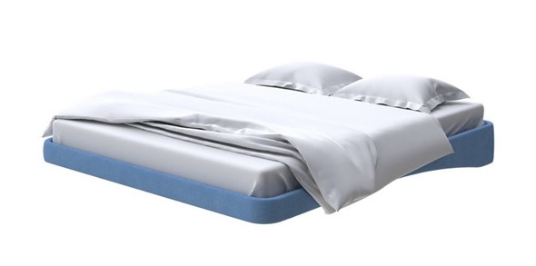 Кровать двуспальная парящая 160х200, Рогожка (Тетра Голубой) в Перми - изображение