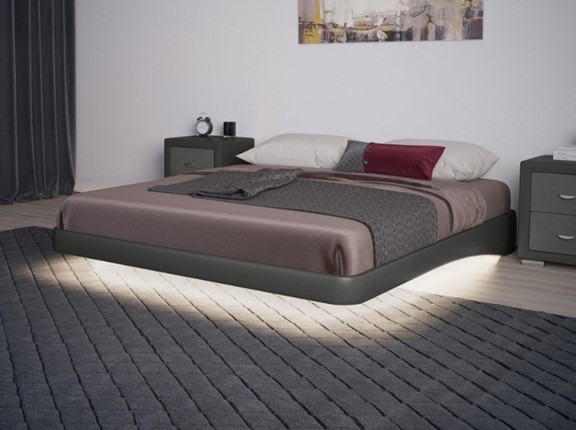 Парящая кровать 180х200, Экокожа (Темно-серый) в Перми - изображение