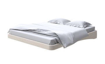 Кровать двуспальная парящая 180х200, Искусственная шерсть (Лама Бежевый) в Перми