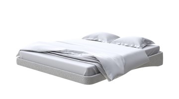 Кровать двуспальная парящая 200х200, Искусственная шерсть (Лама Светло-серый) в Перми