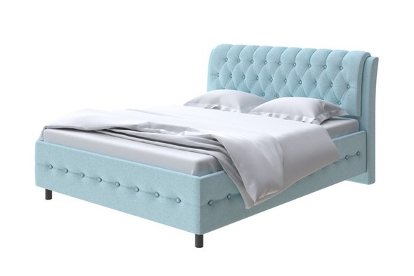 Полутороспальная кровать Como (Veda) 4 140х200, Велюр (Scandi Cotton 20 Голубой Лед) в Перми - изображение