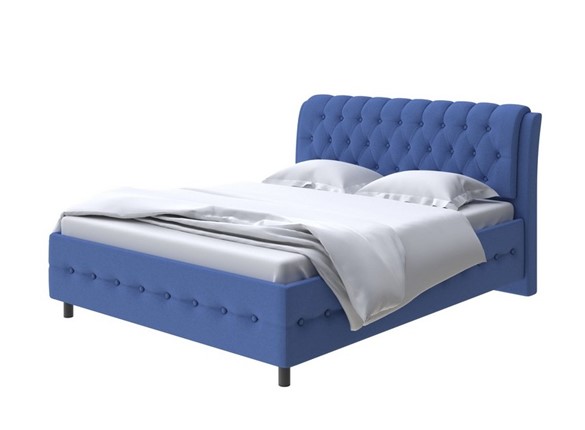 1,5-спальная кровать Como (Veda) 4 140х200, Велюр (Scandi Cotton 23 Кобальт) в Перми - изображение