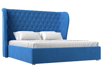 Двуспальная кровать с механизмом Далия 160, Голубой (Велюр) в Перми