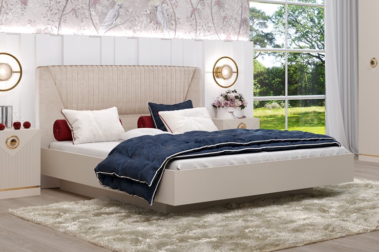 Кровать с механизмом 2-спальная Капри-11 (1600 Сатин, ткань Catania ivory) в Перми - изображение 2