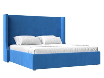 Кровать с механизмом 2-спальная Ларго 160, Голубой (Велюр) в Перми