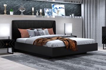 Кровать с механизмом 2х-спальная Марсель-11 (Черный, ткань Fenix black) 1600 в Перми - предосмотр 2